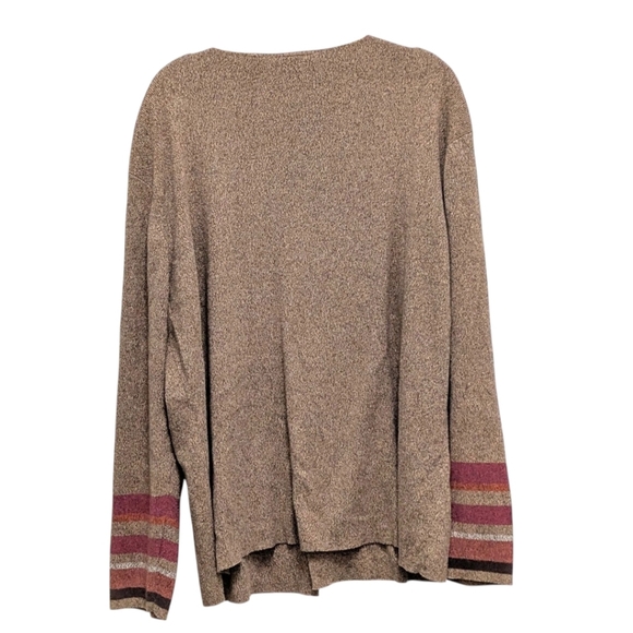 First Issue Liz Claiborne Button Down Striped Sleeve Open Front Cardigan 14 - Picture 2 of 5